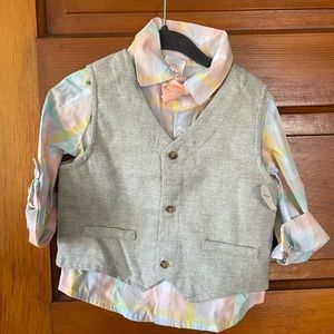 Wonder Nation button down shirt & vest with bow tie NWT